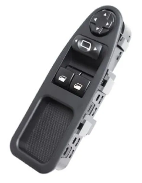 Bloc de commande de lève vitre et miroir électrique sur porte avant gauche pour CITROËN JUMPY II, 2007-2016, 2 boutons, noir, Neuf