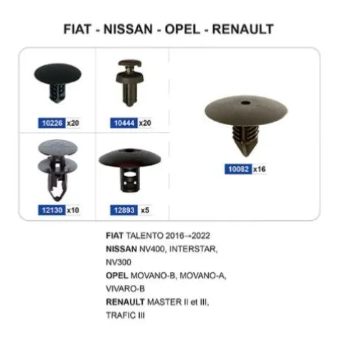 Coffret de 71 assortiments d'agrafes de pare-chocs avant et ailes pour FIAT, NISSAN, OPEL, RENAULT, Neuf