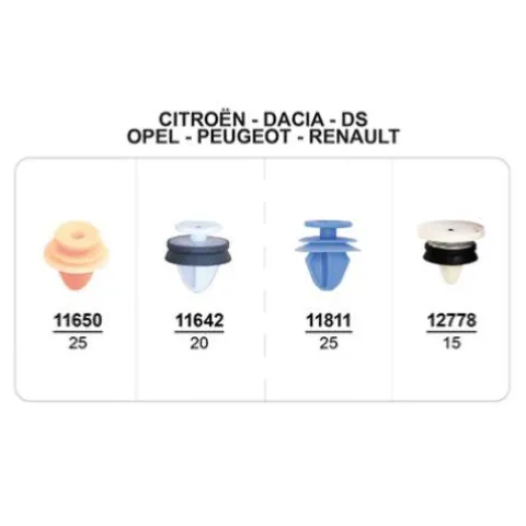 Coffret de 85 assortiments d'agrafes de panneaux de portes, moulures et élargisseurs d'ailes pour CITROEN, DACIA DS, OPEL, PEUGEOT, RENAULT, Neuf