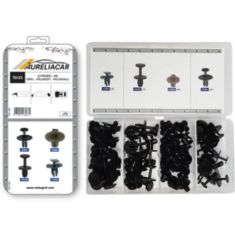 Coffret de 75 assortiments de Rivets plastiques d'aile avant, pare-chocs avant/arrière et sous caisse pour CITROEN DS, OPEL, PEUGEOT, Neuf