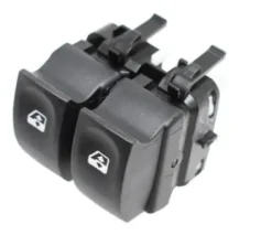 Interrupteur/Bouton de lève vitre électrique sur porte avant gauche pour RENAULT CLIO III phase 1, 2005-2009, 2 boutons, noir, Neuf
