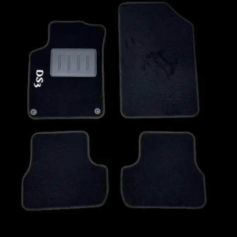 Kit 4 Tapis de sol Auto pour CITROEN DS3 de 2010-2016, avec sigle DS3, moquette noire et clips, Neuf
