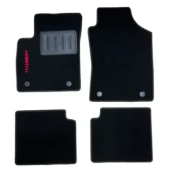Kit 4 Tapis de sol Auto pour ABARTH 500, 595-695 depuis 2008, avec sigle ABARTH, moquette noire et clips, Neuf