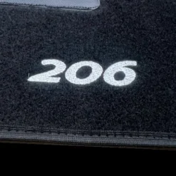 Kit 4 Tapis de sol Auto pour PEUGEOT 206 de 1998 à 2006, avec sigle 206, sans CLIPS, Neuf