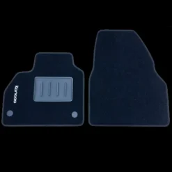 Kit 2 Tapis de sol Auto pour RENAULT KANGOO VP/FOURGON II depuis 2008, avec sigle KANGOO, moquette noire et clips, Neuf