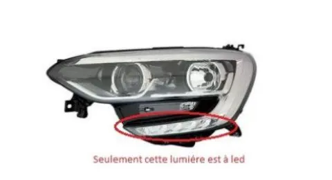 Phare avant gauche pour RENAULT MEGANE IV 2016-2020, H7+H7, avec feu diurne à LED, Neuf