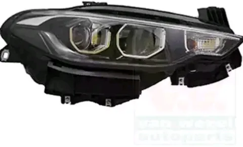 Phare optique à LED avant droit H7+H15 pour FIAT TIPO II phase 1, 2015-2020, fond noir, corniche chromé, MAGNETI MARELLI, neuf