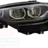 Phare optique à LED avant gauche H7+H15 pour FIAT TIPO II phase 1, 2015-2020, fond noir, corniche chromé, MAGNETI MARELLI, neuf