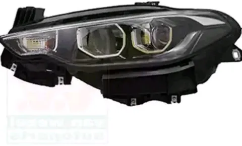 Phare optique à LED avant gauche H7+H15 pour FIAT TIPO II phase 1, 2015-2020, fond noir, corniche chromé, MAGNETI MARELLI, neuf