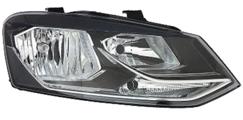 Phare Optique avant droit pour VOLKSWAGEN POLO V phase 2, 2014-2017, COMFORTLINE/HIGHLINE, H7+H7, fond noir, Neuf