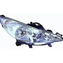 Phare Optique avant droit lenticulaire pour PEUGEOT 207 SW ph.2, 2009-2013, H7+H7+H1, moteur, chromé