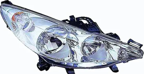 Phare Optique avant droit pour PEUGEOT 207 SW phase 1, 2006-2009, H7+H1, avec moteur, chromé, Neuf