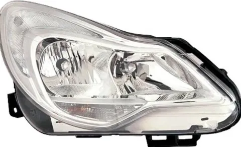 Phare Optique avant droit pour OPEL CORSA D phase 2, 2011-2014, H1+H7, fond chromé, Neuf
