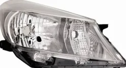 Phare Optique avant droit pour TOYOTA YARIS III phase 1, 2011-2014, H4, fond chromé, contour noir