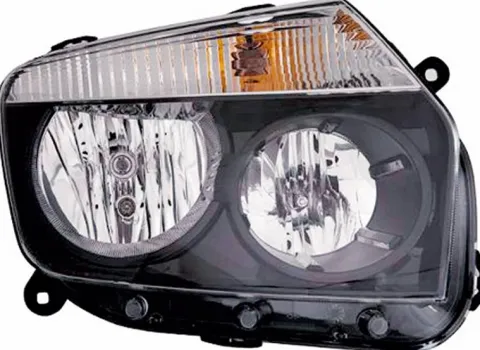 Phare Optique avant droit pour DACIA DUSTER I phase 1, 2010-2013, H7+H1, fond noir, Neuf