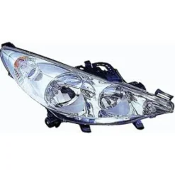 Phare Optique avant droit pour PEUGEOT 207 SW phase 2, 2009-2013, H7+H1, avec moteur, chromé, Neuf