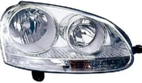 Phare Optique avant droit pour VOLKSWAGEN GOLF V 2003-2008, H7+H7, fond chromé, Neuf