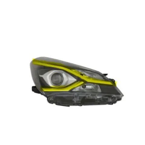 Phare Optique avant droit à LED pour TOYOTA YARIS III phase 3, 2017-2020, fond noir, H4+WY21/5W, Neuf