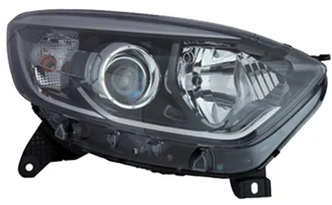 Phare Optique avant droit pour RENAULT CAPTUR, 2017-2019, H1+H1, corps noir et profil chromé, Neuf