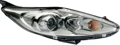 Phare Optique avant droit pour FORD FIESTA VI phase 1, 2008-2012, H7+H1, fond chromé/gris, Neuf