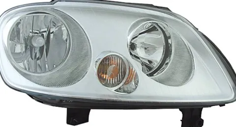 Phare Optique avant droit pour VOLKSWAGEN CADDY III phase 1, 2004-2010, H7+H1, avec moteur, fond chromé, Neuf