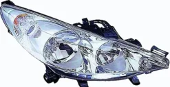 Phare Optique avant droit pour PEUGEOT 207+, 2012-2014, H7+H1, avec moteur, chromé, Neuf