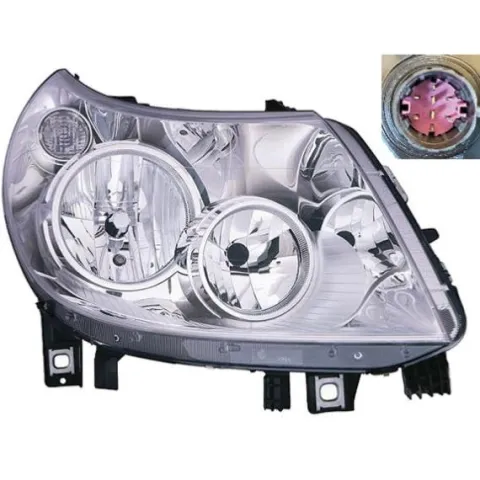 Phare Optique avant droit pour PEUGEOT BOXER Camping-Car II phase 1, 2011-2014, H7+H15+PY21, avec feu diurne, Neuf
