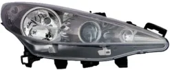 Phare Optique avant droit pour PEUGEOT 207 SW phase 1, 2006-2009, H7+H7+H1, avec moteur, noir, Neuf