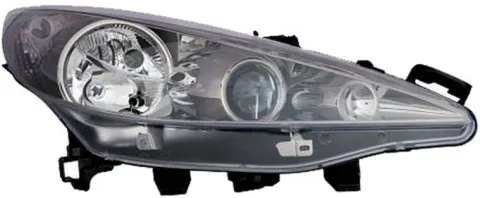 Phare Optique avant droit pour PEUGEOT 207 SW phase 1, 2006-2009, H7+H7+H1, avec moteur, noir, Neuf