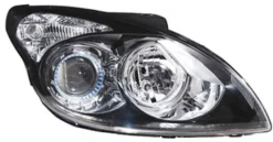 Phare Optique avant droit pour HYUNDAI i30 I phase 1 2007-2010, H7+H1, corps noir, Neuf