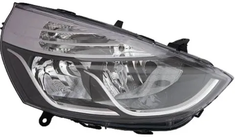 Phare Optique avant droit pour RENAULT CLIO IV phase 1, 2012-2016, H7+H1, fond noir, contour chromé