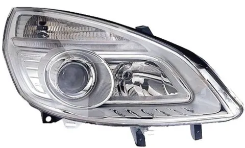Phare Optique avant droit pour RENAULT SCENIC II phase 2 2006-2009, H7+H1, fond chromé, Neuf