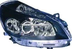 Phare Optique avant droit pour RENAULT CLIO III phase 1, H7+H7+H1, noir, (sport), Neuf