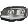 Phare Optique avant gauche pour VOLKSWAGEN TRANSPORTER T6 phase 1, 2015-2019, fond noir, profil chromé, H7+H7, avec moteur, Neuf