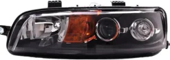 Phare Optique avant gauche pour FIAT PUNTO II phase 1, 2001-2003, H1+H1+H3, électrique, fond noir