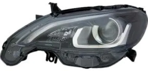 Phare Optique avant gauche pour PEUGEOT 108 depuis 2014 >, HIR2+PY21, feu de jour à LED, fond, noir, Neuf