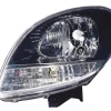Phare Optique avant gauche pour RENAULT KANGOO I phase 2, 2003-2007, H4, noir, feu clignotant blanc