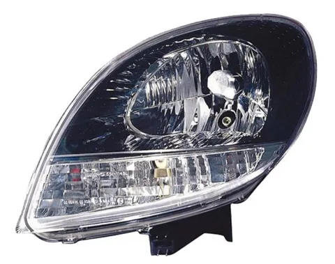 Phare Optique avant gauche pour RENAULT KANGOO I phase 2, 2003-2007, H4, noir, feu clignotant blanc