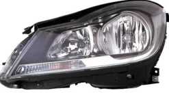 Phare Optique avant gauche électrique pour MERCEDES (W204) CLASSE C ph. 2 2011-2014, H1+H1, corp noir, Neuf