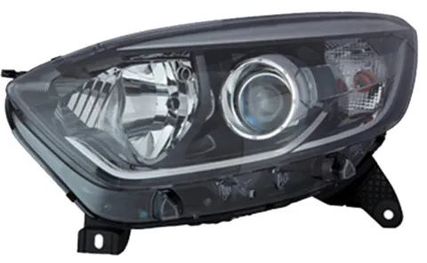 Phare Optique avant gauche pour RENAULT CAPTUR, 2017-2019, H1+H1, corps noir profil chromé, Neuf