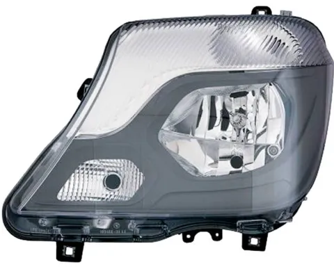 Phare Optique avant gauche pour MERCEDES SPRINTER II (W906) depuis 2013 >, H7+H7, fond gris, Neuf