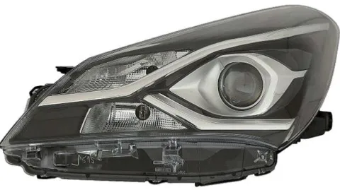 Phare Optique avant gauche pour TOYOTA YARIS III phase 3, 2017-2020, fond noir, HIR2+WY21W, lenticulaire, Neuf