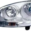 Phare Optique avant gauche pour VOLKSWAGEN GOLF V 2003-2008, H7+H7, fond chromé, Neuf