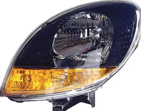 Phare Optique avant gauche pour RENAULT KANGOO I phase 2 2003-2007 H4, noir, feu clignotant orange, Neuf