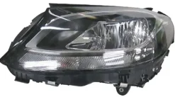 Phare Optique avant gauche pour MERCEDES (W205) CLASSE C ph. 1 2014-2018, H7+H7, Corps Noir