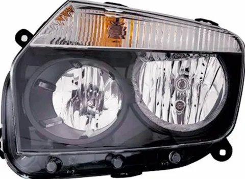 Phare Optique avant gauche pour DACIA DUSTER I phase 1, 2010-2013, H7+H1, fond noir, Neuf