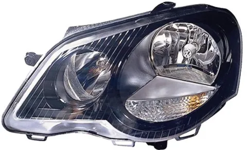 Phare Optique avant gauche pour VOLKSWAGEN POLO IV, 2005-2009, H7+H1, fond noir, Neuf