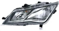 Phare Optique avant gauche pour SEAT LEON III ph. 1 2013-2016, H7+H7, fond noir, avec moteur , Neuf