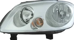 Phare Optique avant gauche pour VOLKSWAGEN CADDY III phase 1, 2004-2010, H7+H1, avec moteur, fond chromé, Neuf