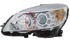 Phare Optique avant gauche électrique pour MERCEDES (W204) CLASSE C ph. 1 2007-2011, H7+H7, Neuf